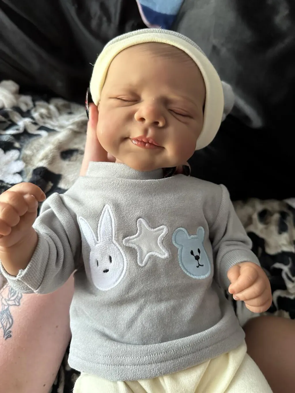 48cm Lifelike Soft Body Closed Eyes Dark Skin Reborn Doll Pascale