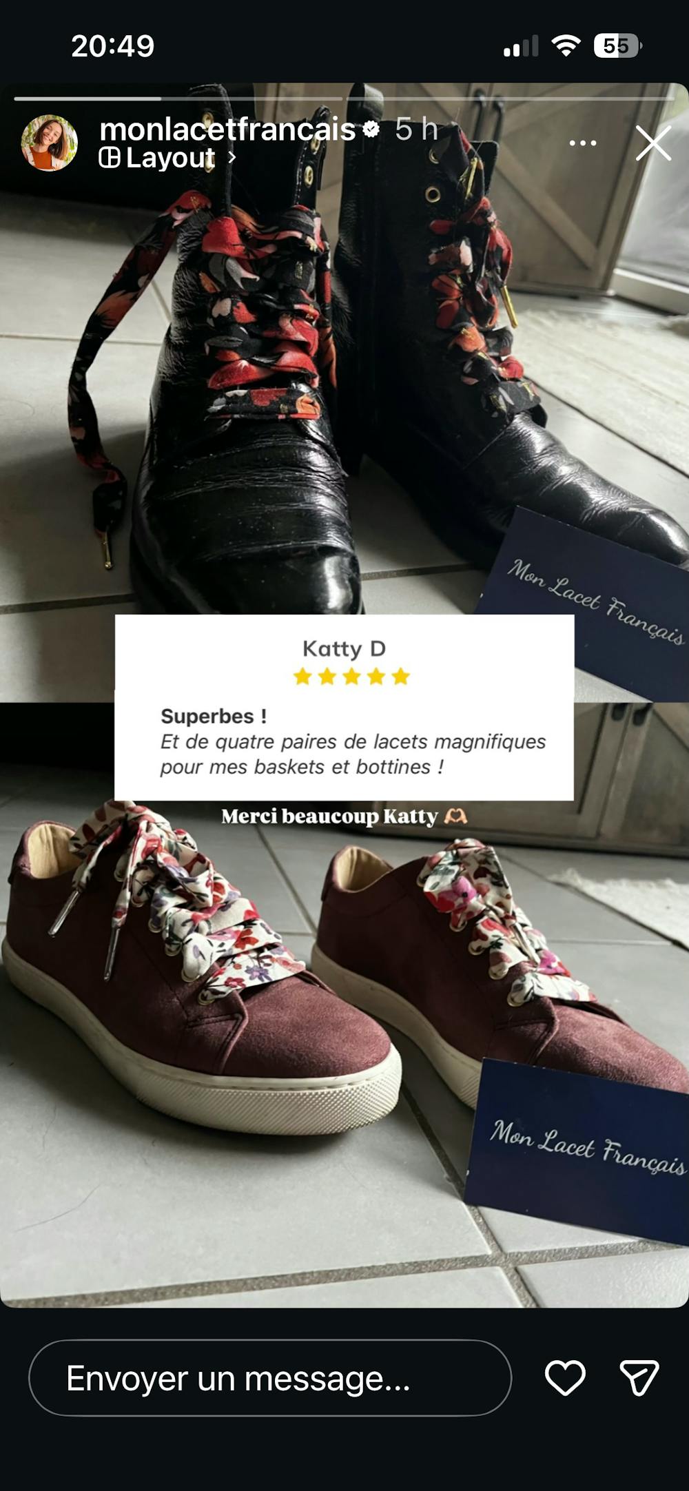 Lacets fleuris noir et rouge plumetis dorés