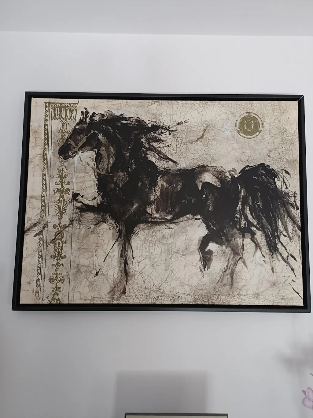 Tableau Cheval Noir Encre Sauvage