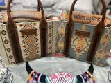 Wrangler Black Allover Aztec Dual Sided Print Crossbody Canvas Tote