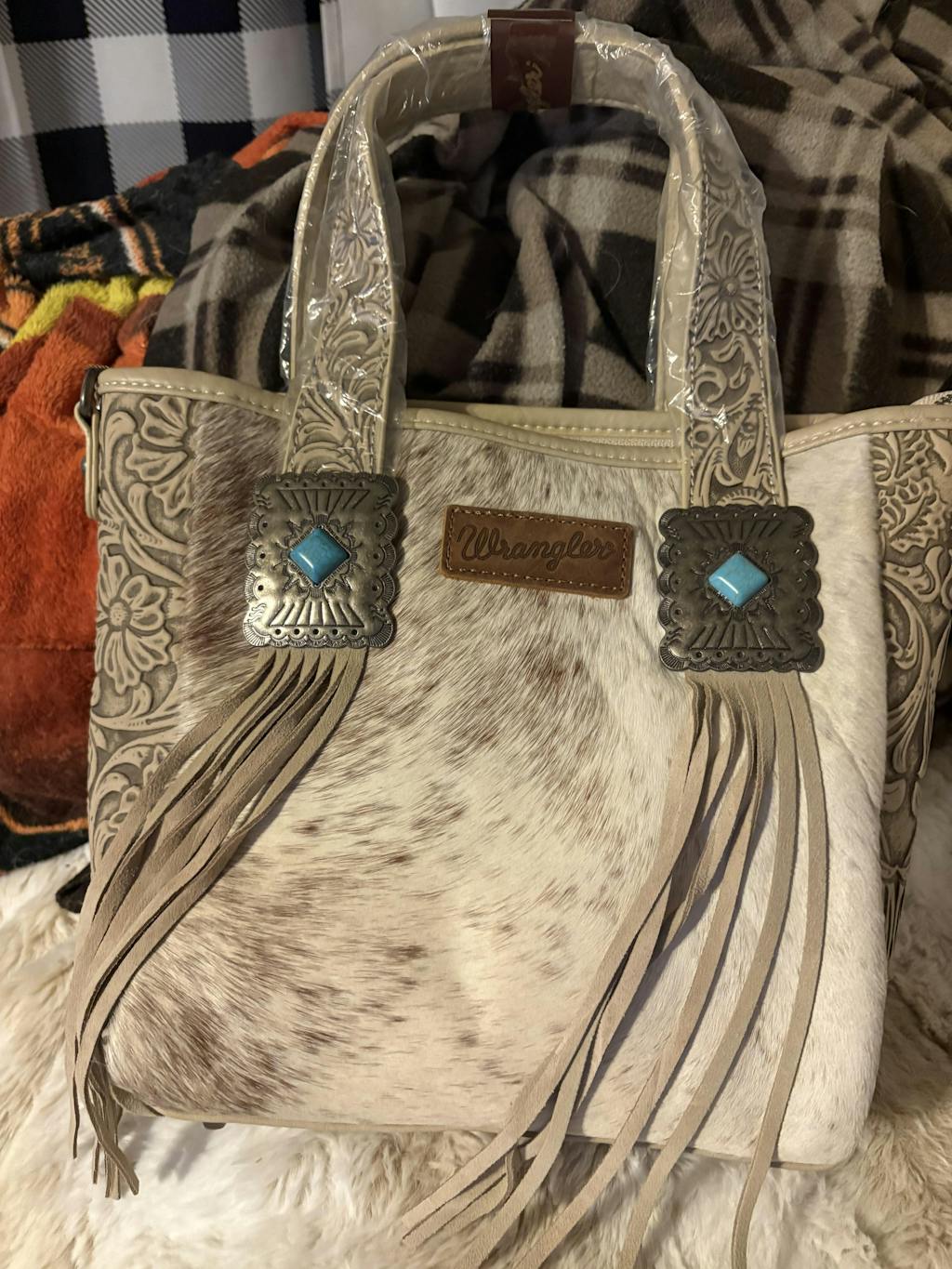 Wrangler Cowhide Fringe Concealed Carry Purse