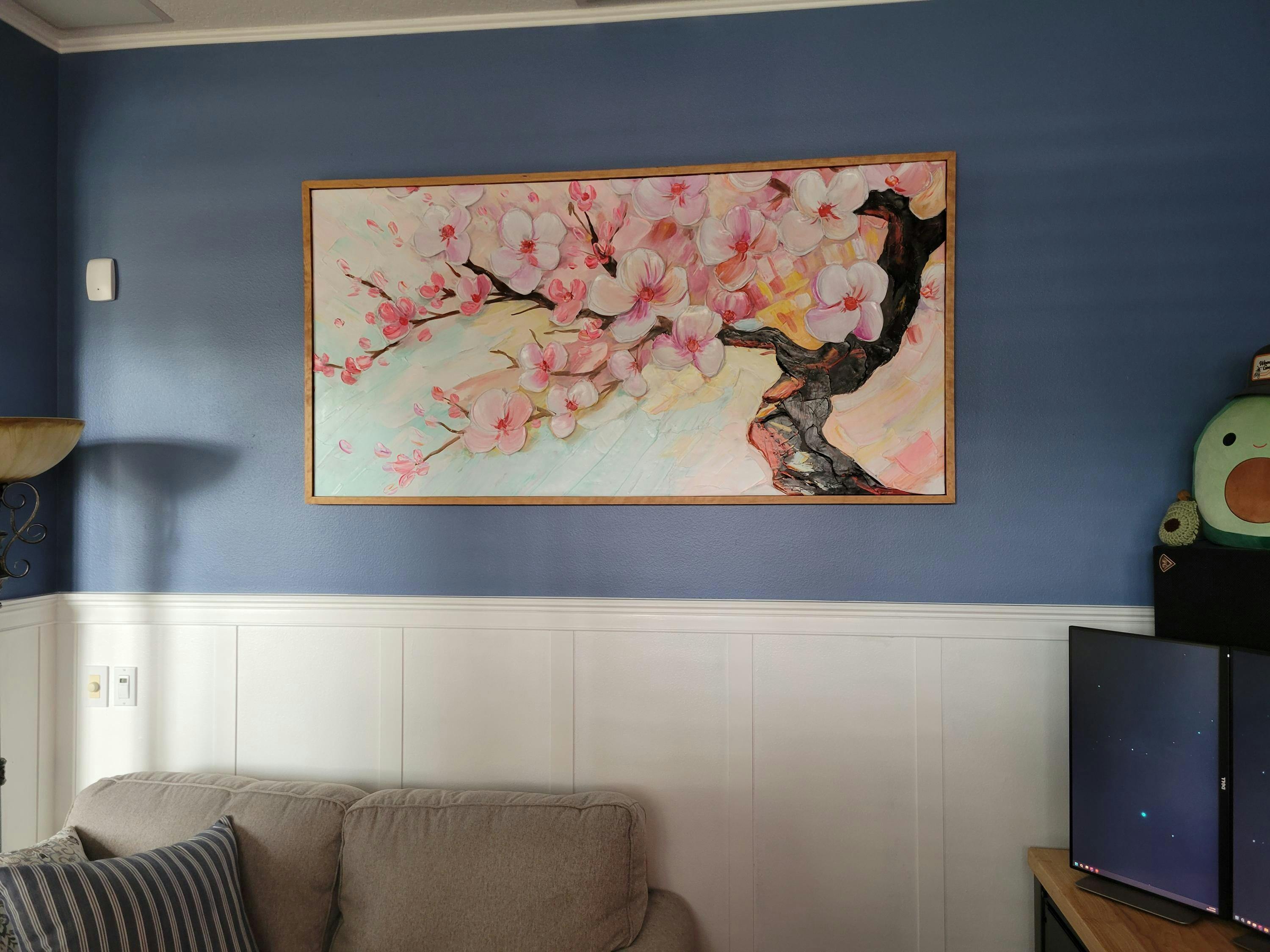 Handmade Cherry Blossom Painting | Textured Impasto Art
