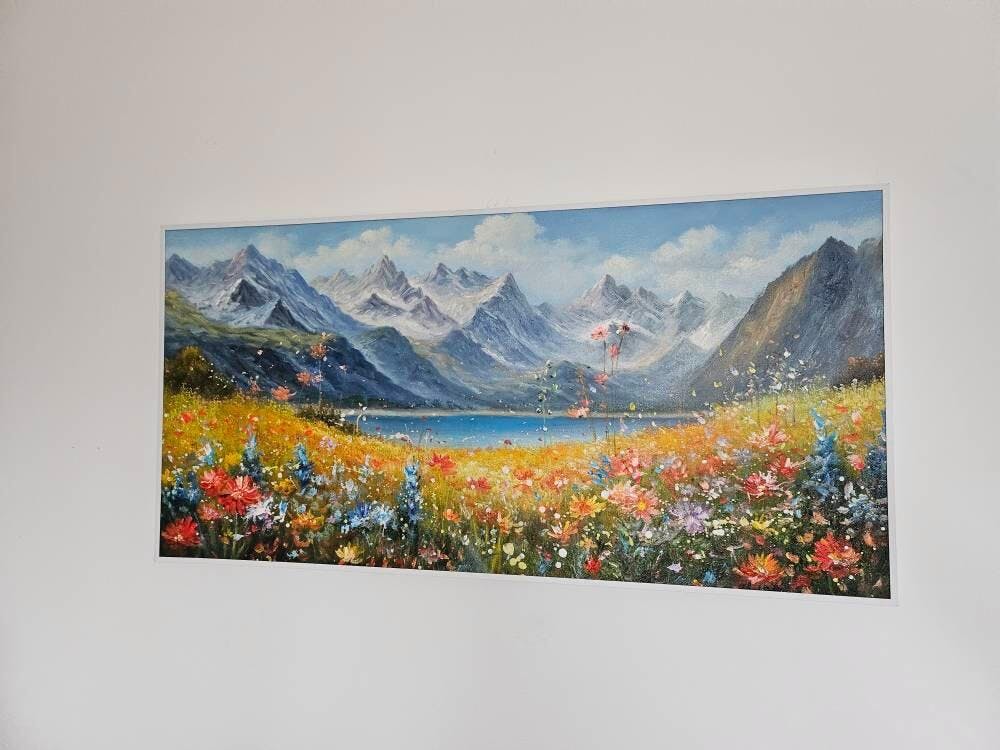 Alpine Meadow Original Oil Painting | Mountain Wall Art
