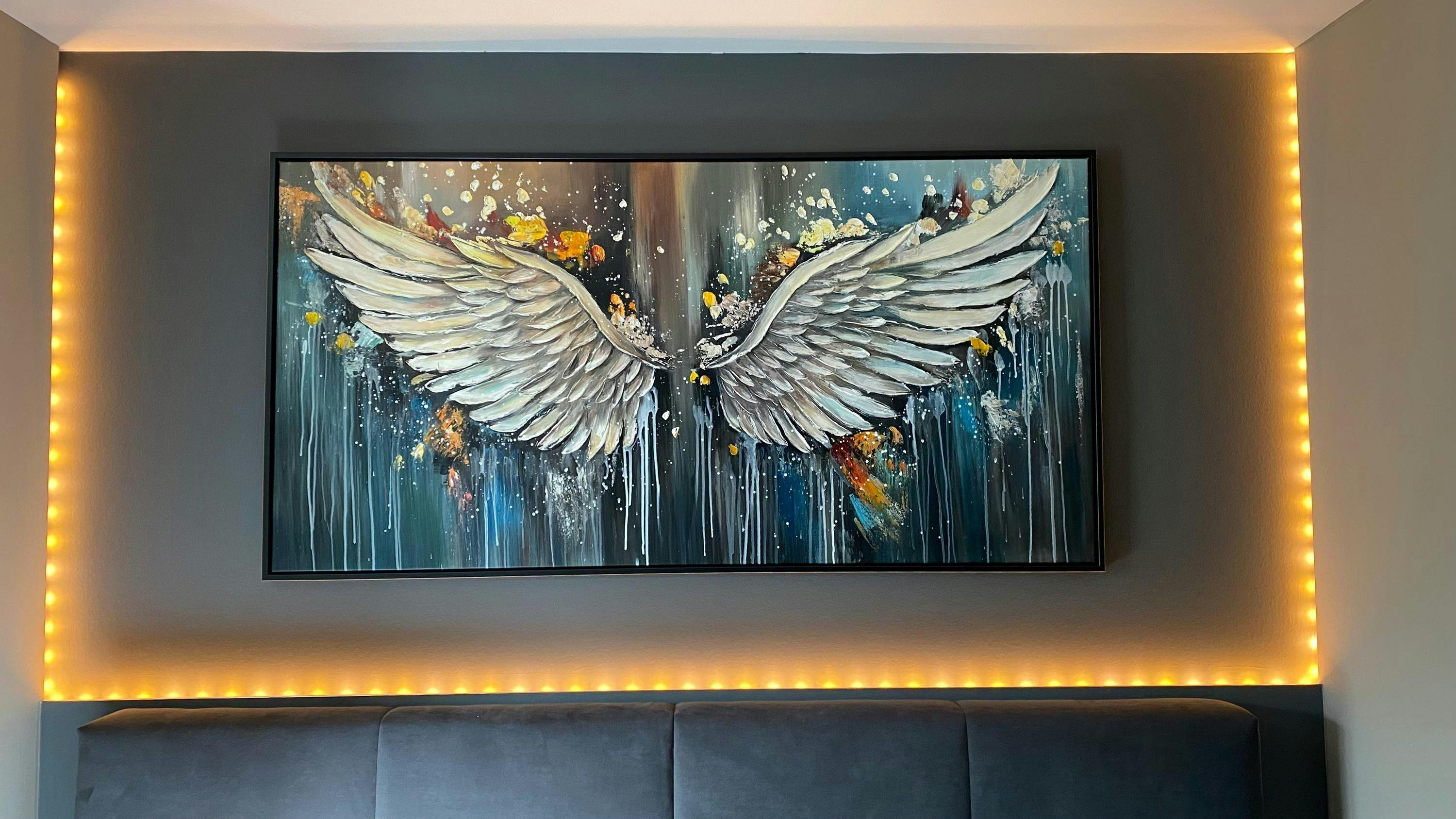 Wings of Hope: Original Textured Abstract Angel Wings Oil Painting