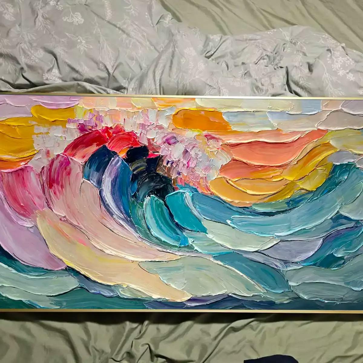 Cresting Wave: Original Impasto Ocean Wave Oil Painting