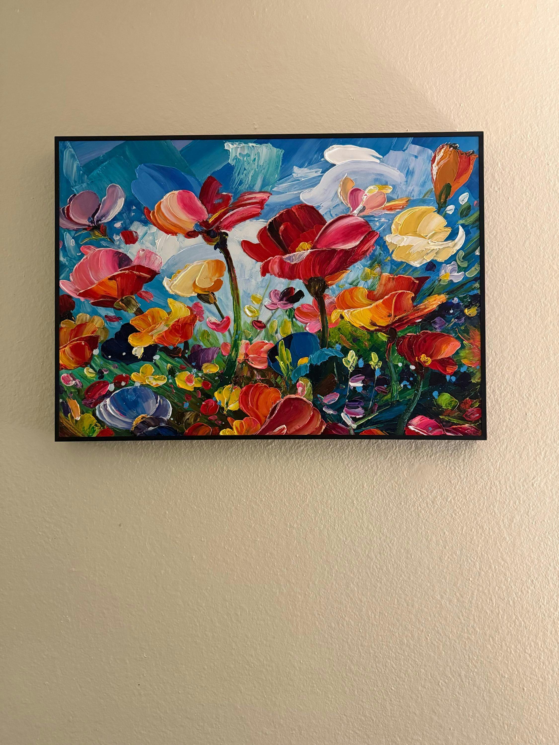 Field of Dreams: Textured Floral Painting | Impasto Wall Art