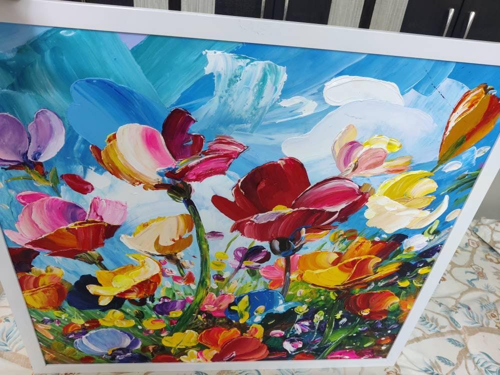 Field of Dreams: Textured Floral Painting | Impasto Wall Art