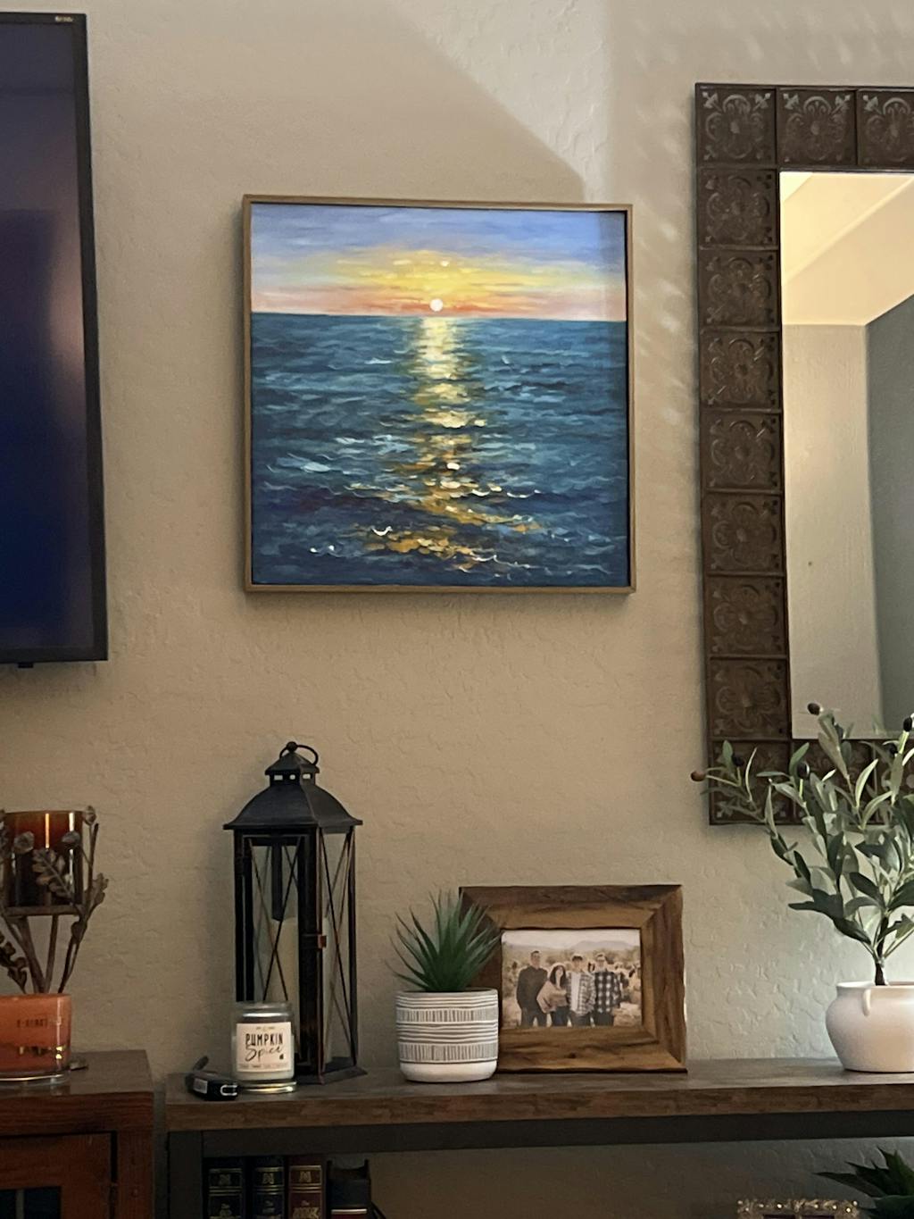 GOLDEN HOUR: Textured Sunset Seascape Oil Painting