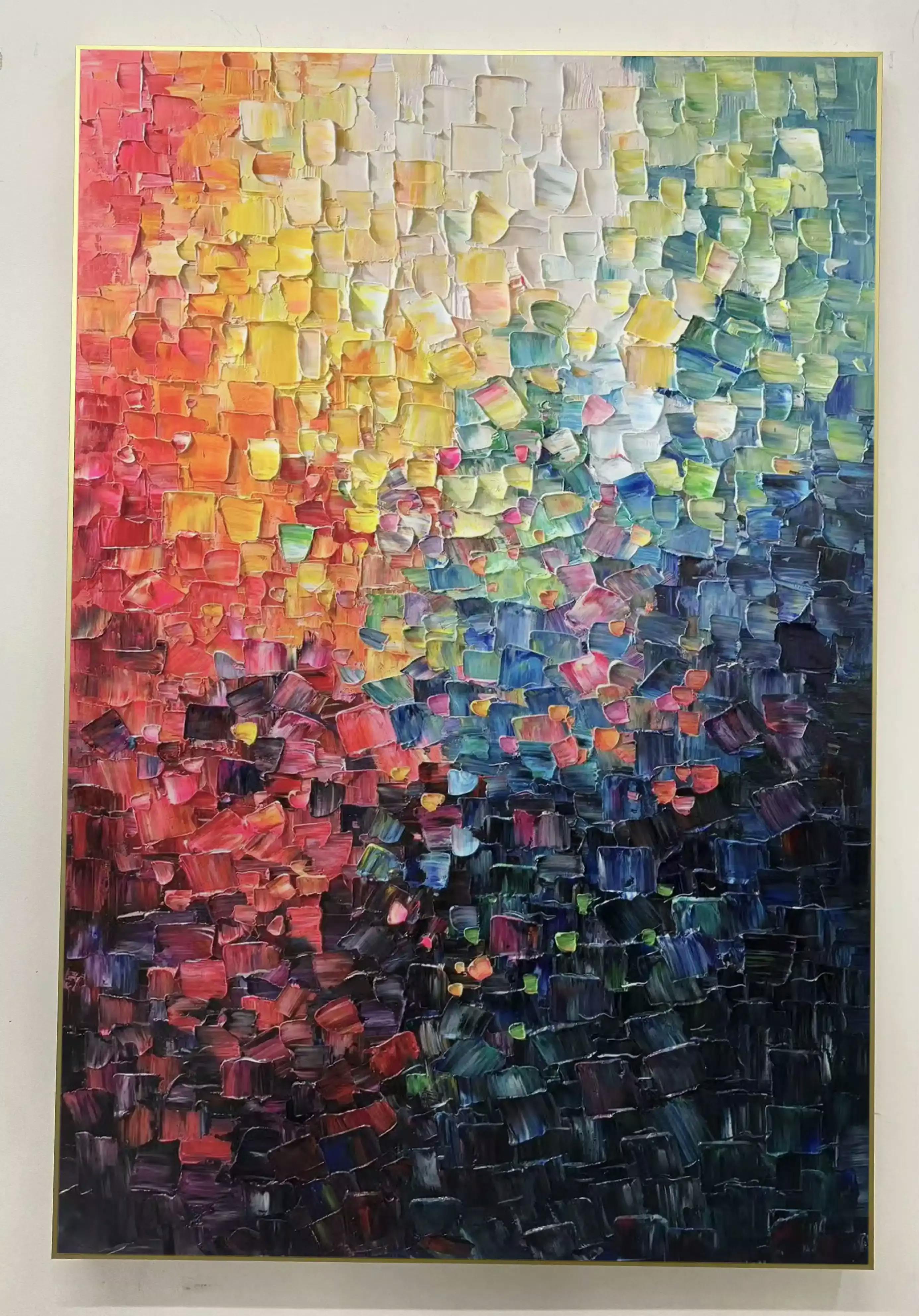 Color Symphony: Original Textured Abstract Impasto Oil Painting