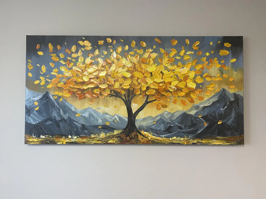 GOLDEN RESILIENCE: Textured Landscape Oil Painting