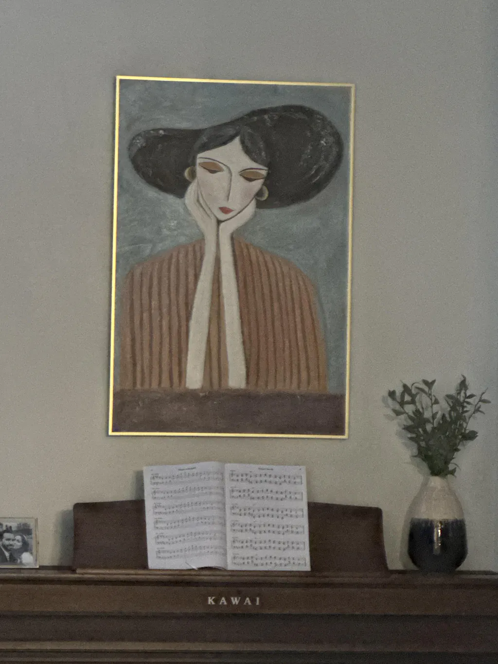 Contemplation Textured Portrait Oil Painting | Modern Wall Art