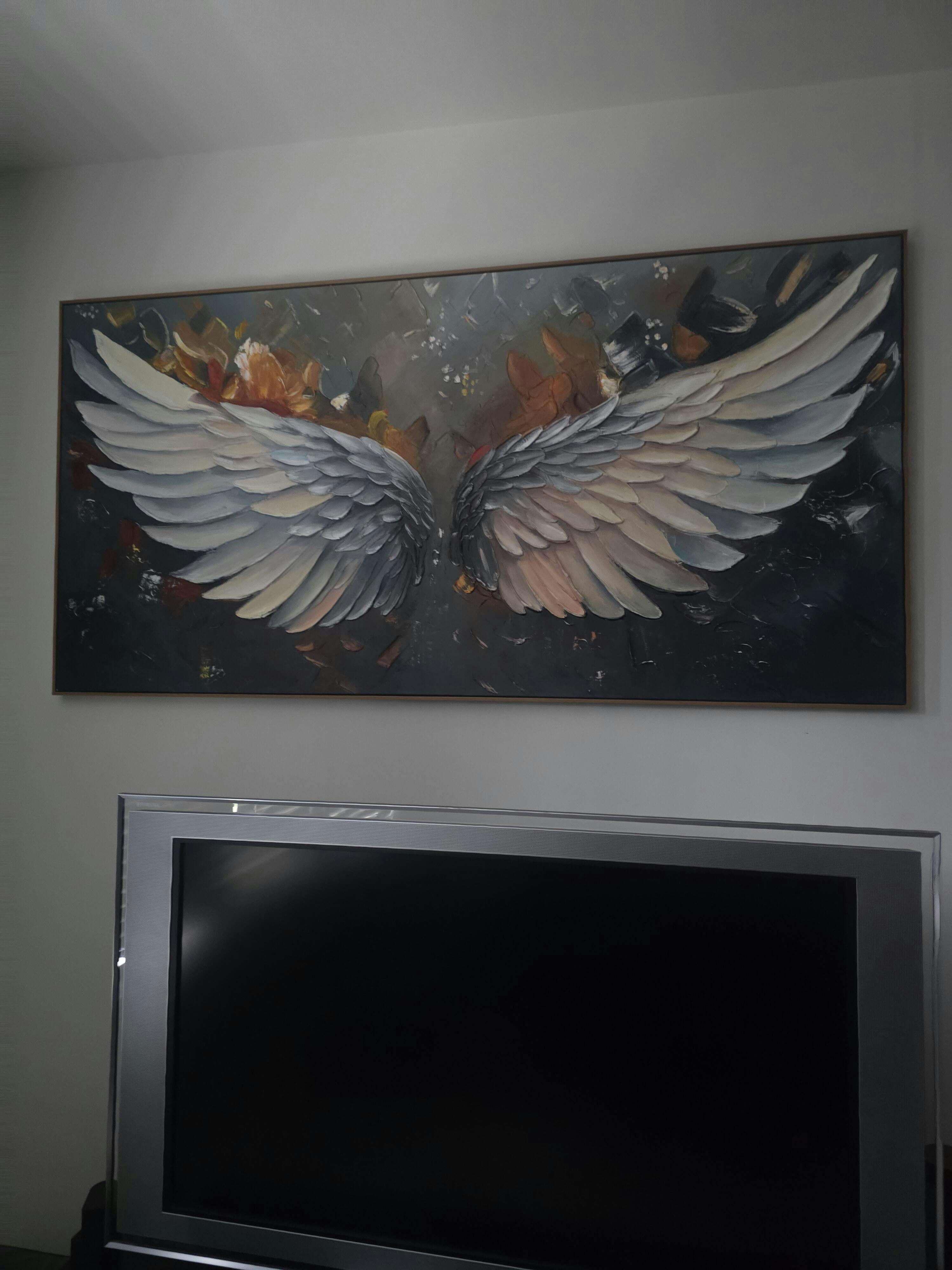 Angelic Wings: Original Symbolic Oil Painting - Textured Angel