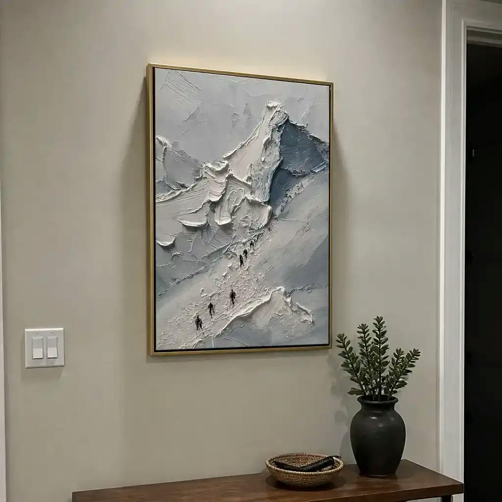Lilac Reverie Abstract Oil Painting | Teal & Red Modern Wall Art