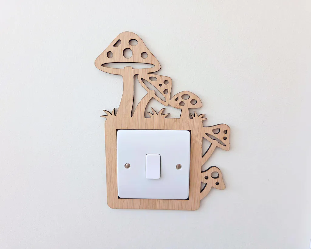5 Toadstool Light Switch Surround - Wood