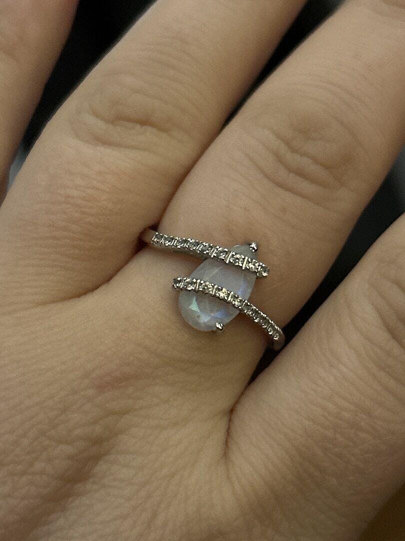 Moonstone White Zircon Ring - Bypass – Moon Magic