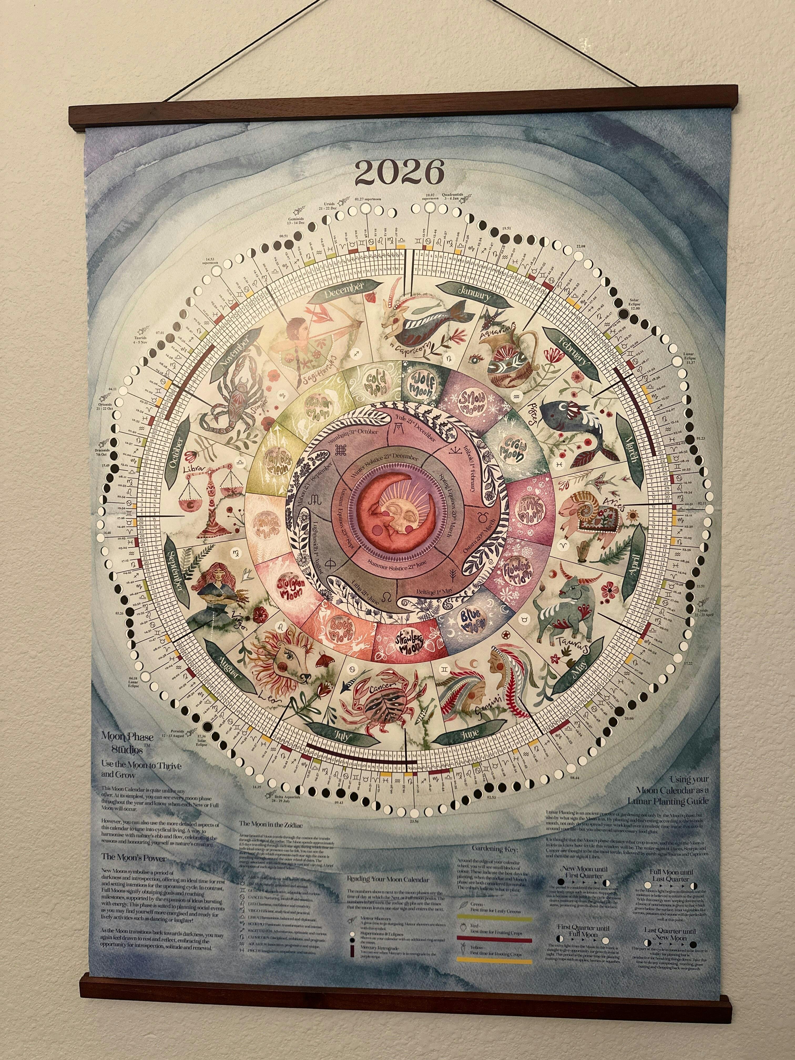 2026 | Large Moon Calendar – Moon Phase Studios