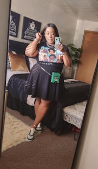 High Waisted Skater Skirt Plus Size-Black