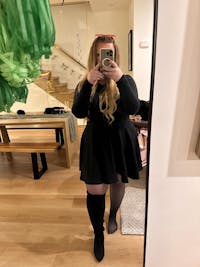 High Waisted Skater Skirt Plus Size-Black