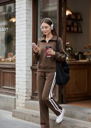 2 Pcs Modal Half Zip Sweatsuit