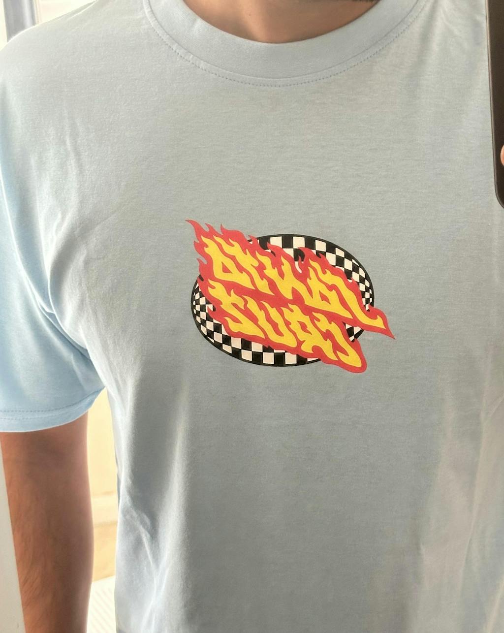Santa Cruz Oval Check Flame Front T-Shirt Crystal Blue