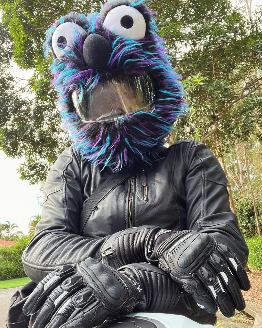 Motorcycle Helmet Cover - Blue, Purple and Black