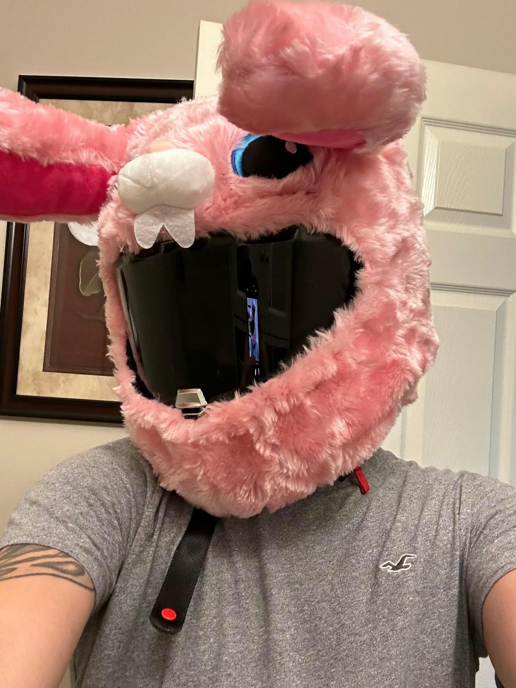 Motorcycle Helmet Cover - Pink Bunny