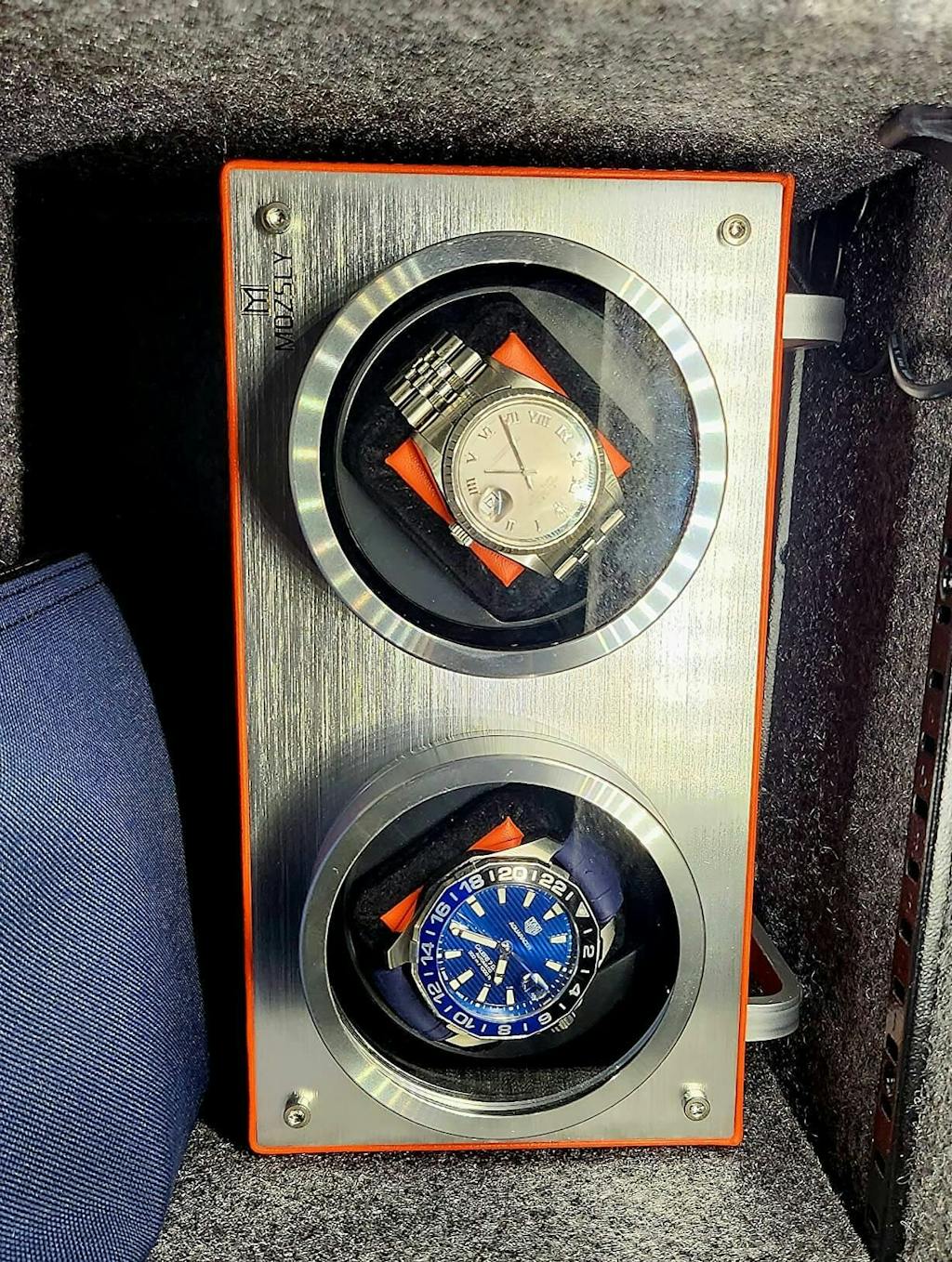 MOZSLY® Double Watch Winder -Orange Leather