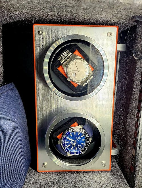 MOZSLY® Double Watch Winder -Orange Leather