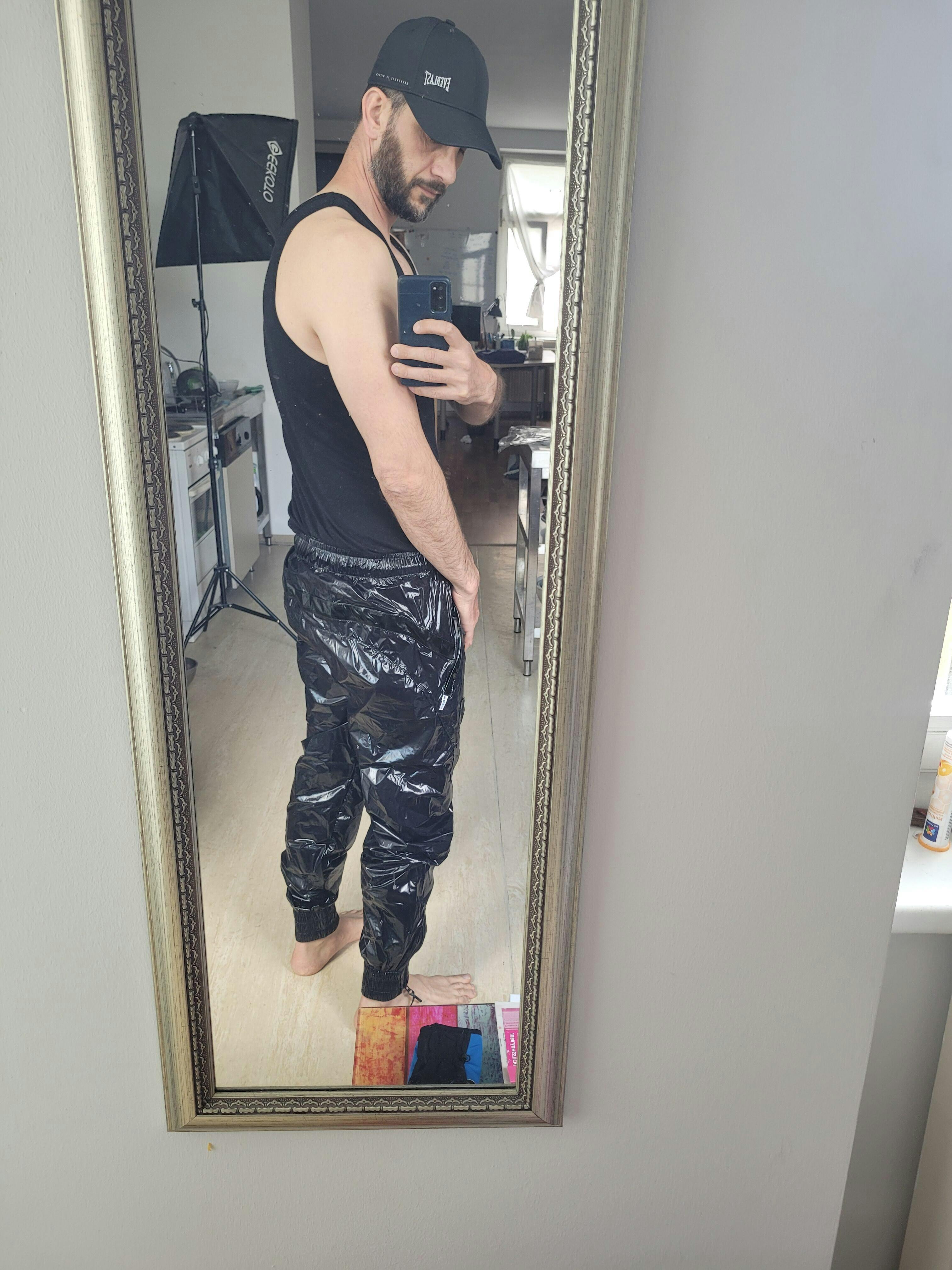 Shiny Nylon 24 Tracksuit Pants - Black by MR. Riegillio