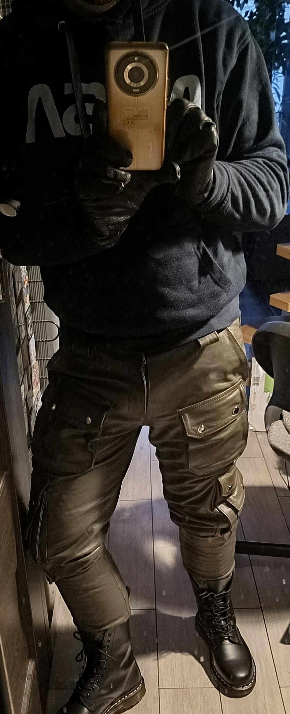 Army Green Leather Pants - Snap Pockets by MR. Riegillio