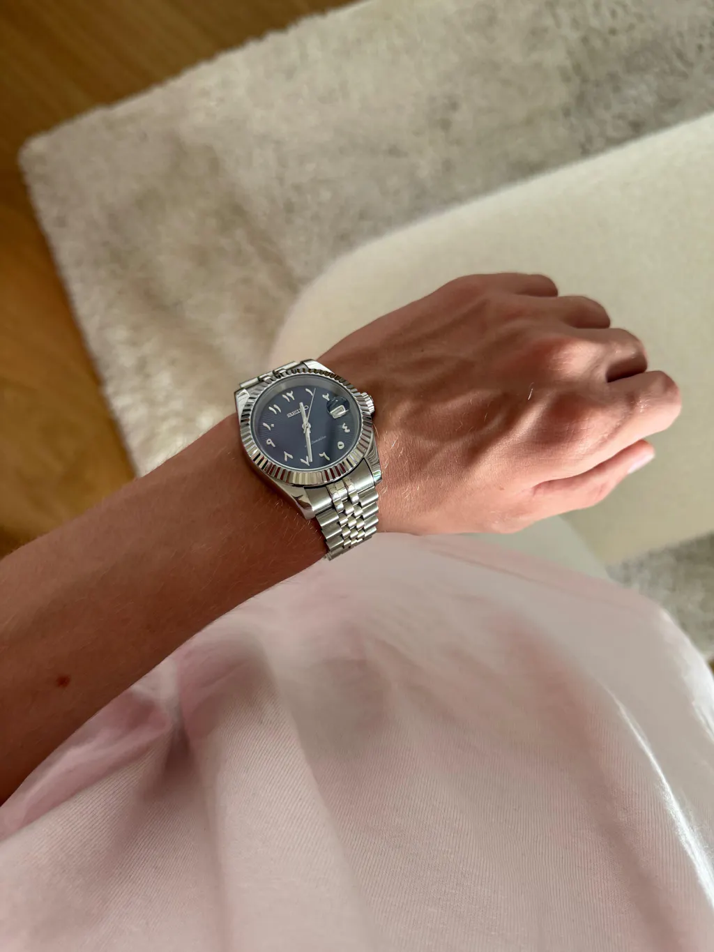 SEIKO MOD | ARABIC DIAL PLATINE BLEU