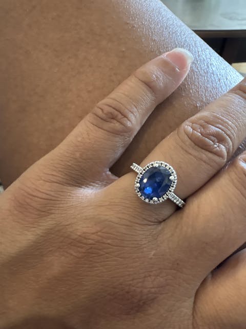 2 CT. Oval Sapphire with Classic Halo Ring