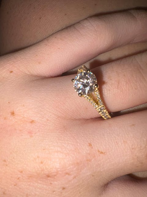 Round Cut Split Shank Moissanite Engagement Ring