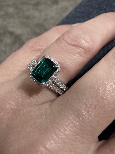 2 CT. Lab Grown Emerald Ring Set with Matching Wedding Band