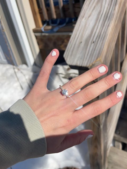 Pavé Band Round Moissanite Engagement Ring With Hidden Halo