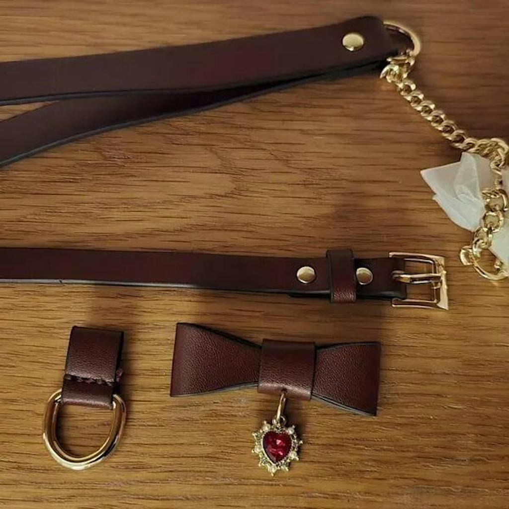 Red Leather Bow Choker