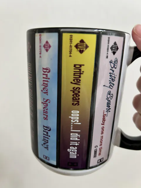 Britney Spears Albums Cassette Collection Retro Accent Edge-to-Edge Printed Mug
