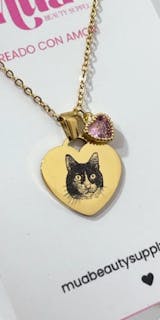 Collar Gran Amor Corazón. Placa con imagen de cara de mascota, estilo realista. Edición Especial