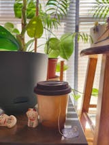 Chocolate coffee travel mug, Ceramic Travel Mug With Silicone Lid