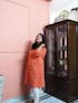 Classic Charm Orange Ikkat Dress