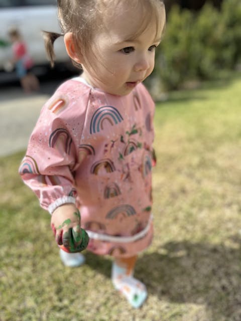 Baby & Toddler Long Sleeve Waterproof Smock Bib - Rainbows