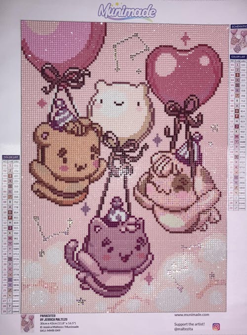 'Paracutes' by Jessica Maltezo, Diamond Painting Canvas Kit (049)