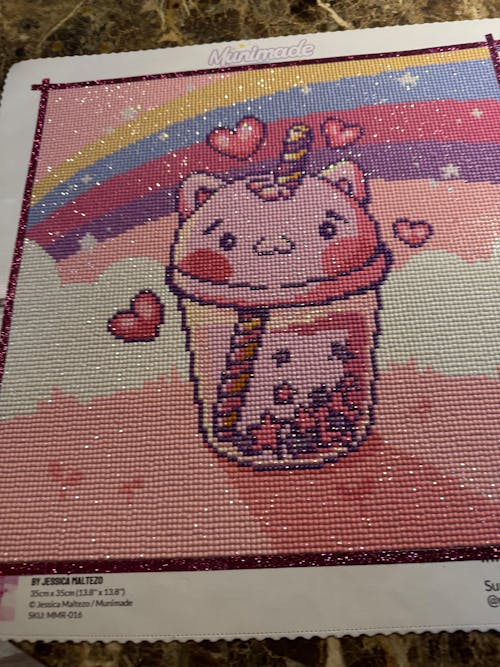 'Boba Kitty' by Jessica Maltezo, Diamond Painting Canvas Kit (016)