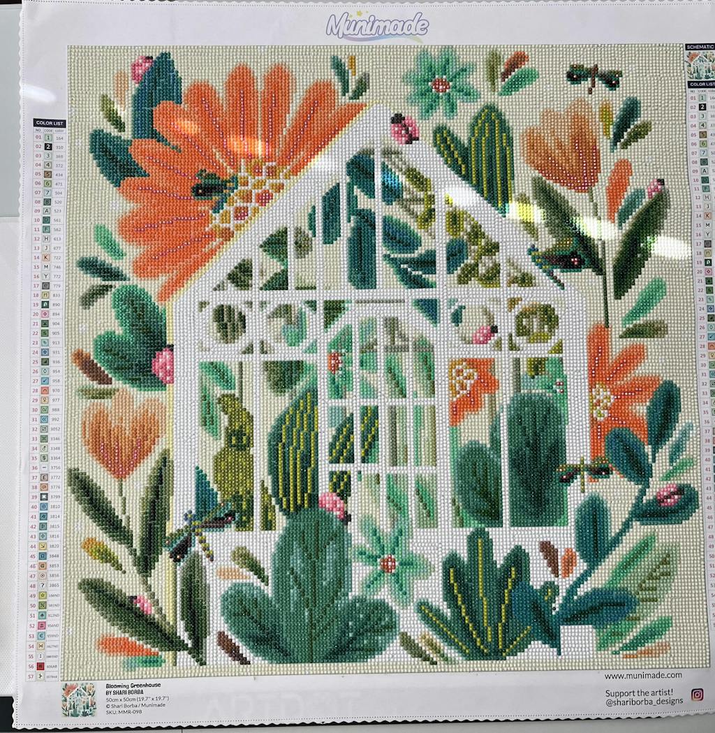 'Blooming Greenhouse' by Shari Borba, Diamond Painting Canvas Kit (098)