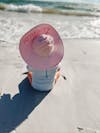 Embroidered Swim Hat | Kids Sun Hat | Baby Swim Hat | Pink Seersucker Swim Hat