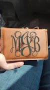 Laser Engraved Wallet ID Key Chain Key Fob - Monogrammed - Faux Leather - Vegan Leather