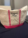 Personalized Canvas Boat Tote Bag with Zipper: Embroidered Canvas Beach Zip Top Tote