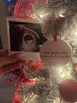 Pregnancy Announcement Christmas Ornament | The More the Merrier Baby On the Way Ceramic Holiday Ornament | Expecting Parents Grandparents