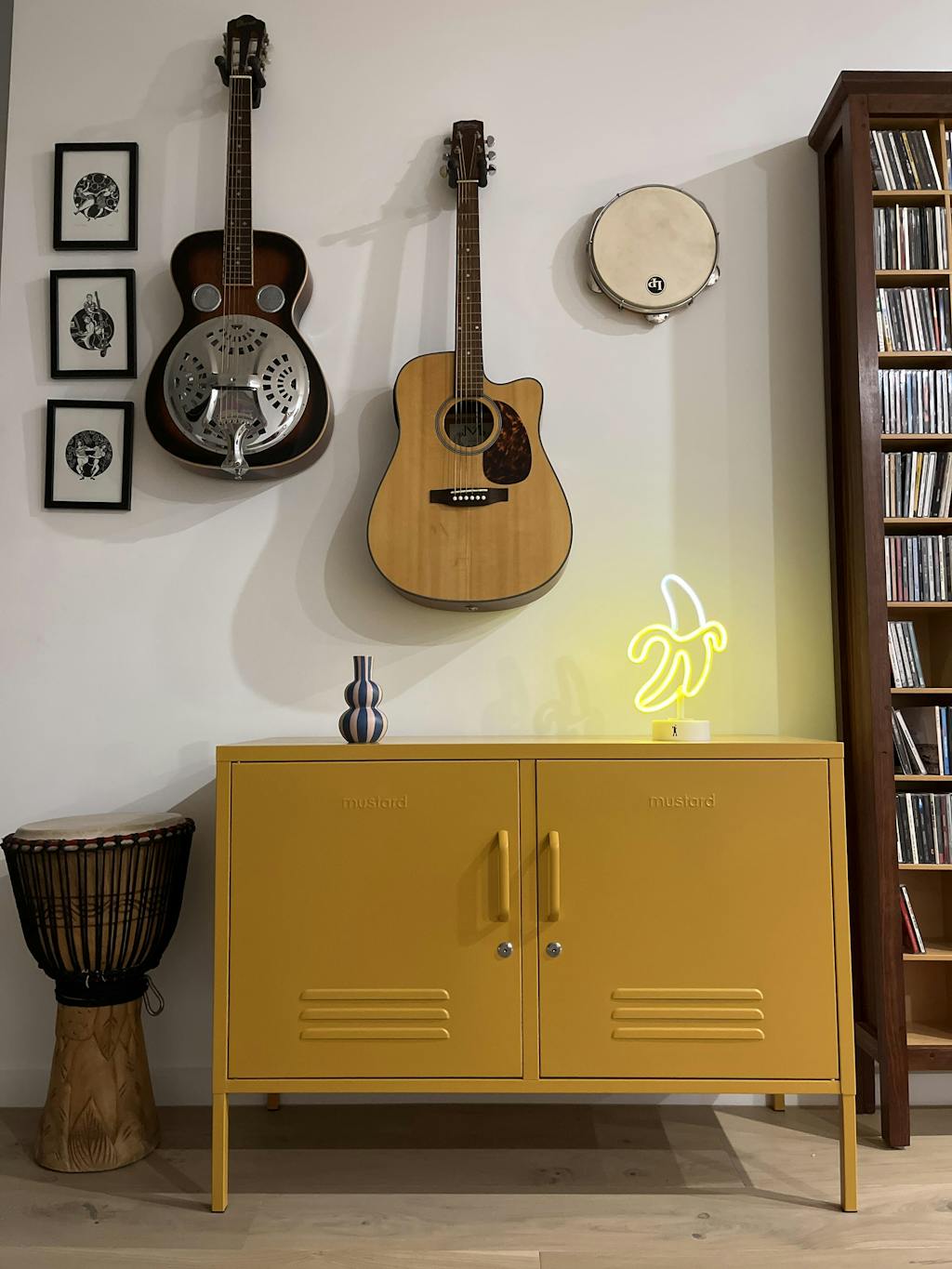 The Lowdown in Mustard • Locker TV Unit • Mustard Yellow Locker TV Unit