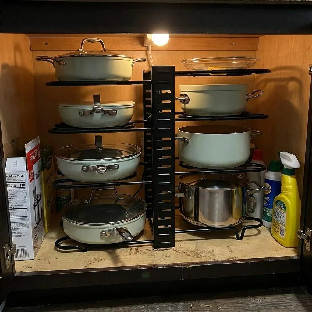 Organizador de Ollas y Sartenes 8 Niveles Ajustable